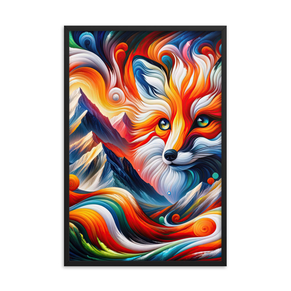 Abstrakte Kunst der Alpen voller lebendiger Farben und dynamischer Bewegung. Es dominiert ein farbiger Fuchs - Enhanced Matte Paper camping xxx yyy zzz 61 x 91.4 cm