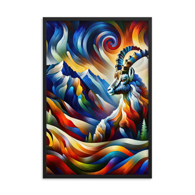 Alpiner Steinbock: Abstrakte Farbflut und lebendige Berge - Premium Poster mit Rahmen berge xxx yyy zzz 61 x 91.4 cm