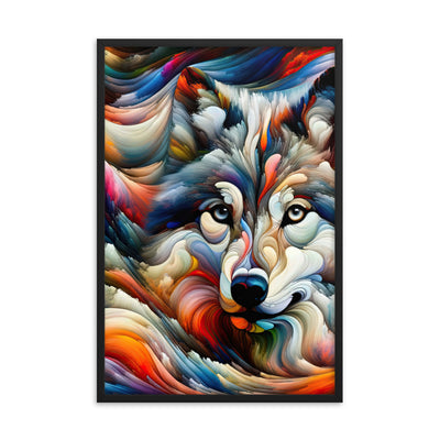 Abstrakte Kunst der Alpen mit einem Wolf. Chaotischer Tanz aus Farben und Formen. Surreale Landschaft (AN) - Enhanced Matte Paper Framed xxx yyy zzz 61 x 91.4 cm