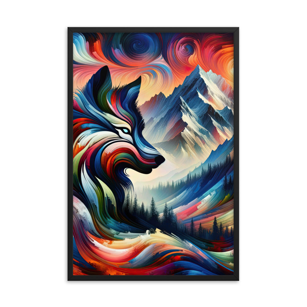 Abstrakte Kunst der Alpen mit majestätischer Wolfssilhouette. Lebendige, wirbelnde Farben, unvorhersehbare Muster (AN) - Enhanced Matte xxx yyy zzz 61 x 91.4 cm