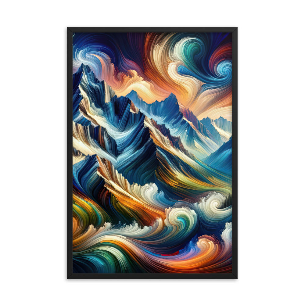 Abstrakte Kunst der Alpen mit lebendigen Farben und wirbelnden Mustern, majestätischen Gipfel und Täler - Enhanced Matte Paper Framed berge xxx yyy zzz 61 x 91.4 cm