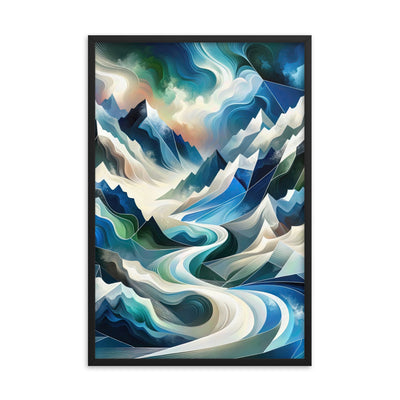 Abstrakte Kunst der Alpen, die geometrische Formen verbindet, um Berggipfel, Täler und Flüsse im Schnee darzustellen. . - Enhanced Matte berge xxx yyy zzz 61 x 91.4 cm