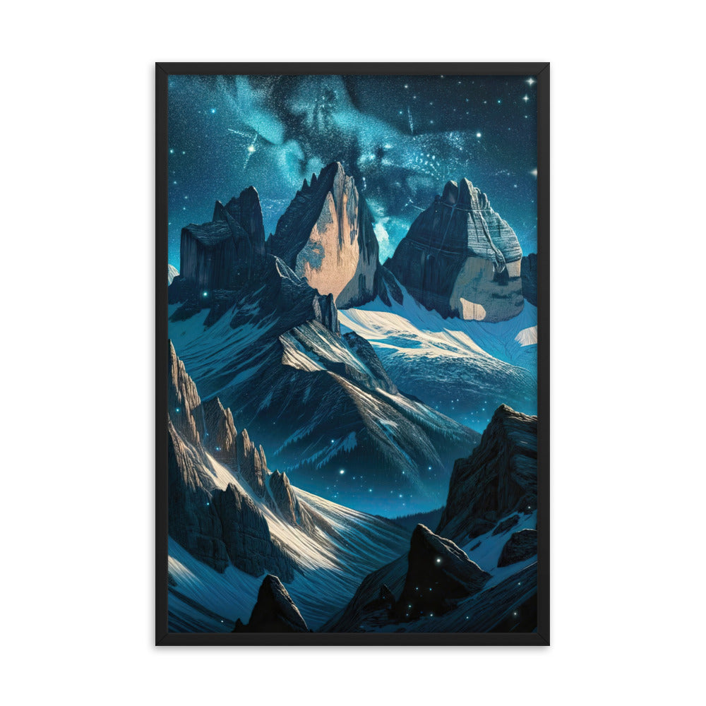 Fuchs in Alpennacht: Digitale Kunst der eisigen Berge im Mondlicht - Premium Poster mit Rahmen camping xxx yyy zzz 61 x 91.4 cm