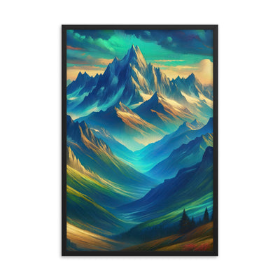 Atemberaubende alpine Komposition mit majestätischen Gipfeln und Tälern - Premium Poster mit Rahmen berge xxx yyy zzz 61 x 91.4 cm