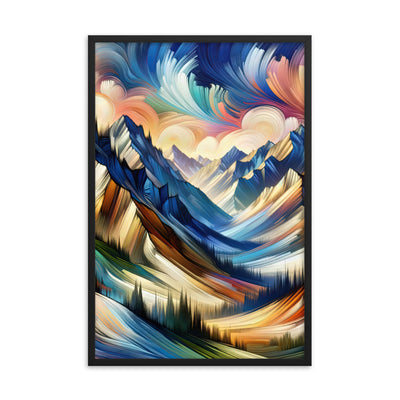 Alpen in abstrakter Expressionismus-Manier, wilde Pinselstriche - Premium Poster mit Rahmen berge xxx yyy zzz 61 x 91.4 cm