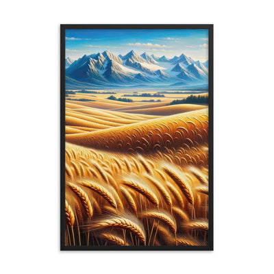 Ölgemälde eines weiten bayerischen Weizenfeldes, golden im Wind (TR) - Premium Poster mit Rahmen xxx yyy zzz 61 x 91.4 cm