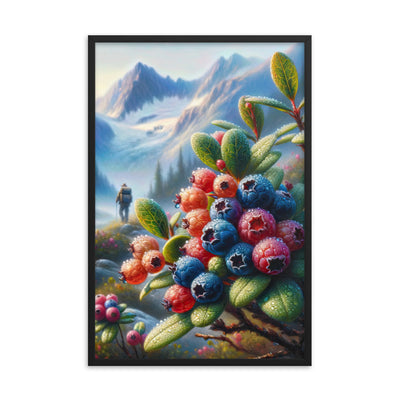 Ölgemälde einer Nahaufnahme von Alpenbeeren in satten Farben und zarten Texturen - Premium Poster mit Rahmen wandern xxx yyy zzz 61 x 91.4 cm