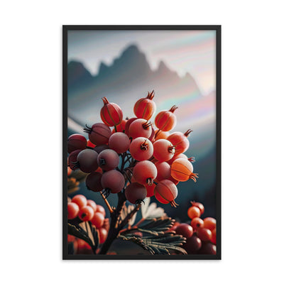Foto einer Gruppe von Alpenbeeren mit kräftigen Farben und detaillierten Texturen - Premium Poster mit Rahmen berge xxx yyy zzz 61 x 91.4 cm