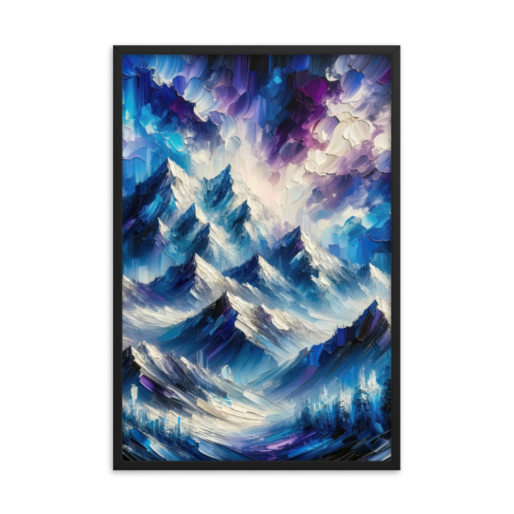 Alpenabstraktion mit dramatischem Himmel in Öl - Premium Poster mit Rahmen berge xxx yyy zzz 61 x 91.4 cm