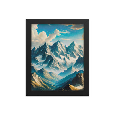 Ein Gemälde von Bergen, das eine epische Atmosphäre ausstrahlt. Kunst der Frührenaissance - Premium Poster mit Rahmen berge xxx yyy zzz 20.3 x 25.4 cm