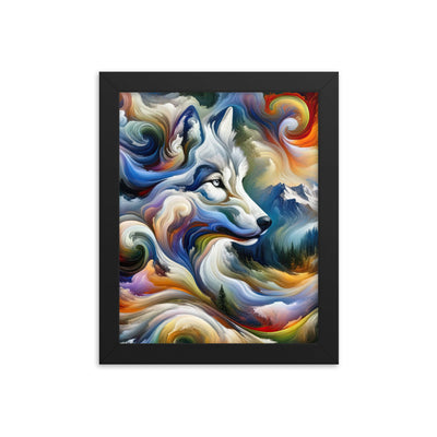 Abstraktes Alpen Gemälde: Wirbelnde Farben und Majestätischer Wolf, Silhouette (AN) - Premium Poster mit Rahmen xxx yyy zzz 20.3 x 25.4 cm