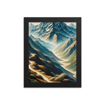 Berglandschaft: Acrylgemälde mit hervorgehobenem Pfad - Premium Poster mit Rahmen berge xxx yyy zzz 20.3 x 25.4 cm