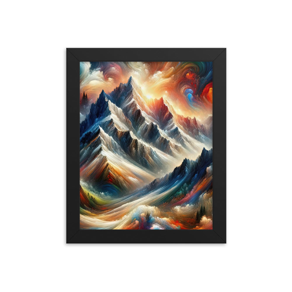 Expressionistische Alpen, Berge: Gemälde mit Farbexplosion - Premium Poster mit Rahmen berge xxx yyy zzz 20.3 x 25.4 cm