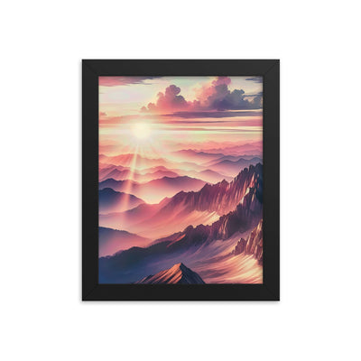 Schöne Berge bei Sonnenaufgang: Malerei in Pastelltönen - Premium Poster mit Rahmen berge xxx yyy zzz 20.3 x 25.4 cm