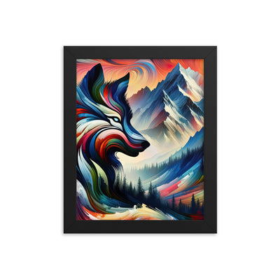 Abstrakte Kunst der Alpen mit majestätischer Wolfssilhouette. Lebendige, wirbelnde Farben, unvorhersehbare Muster (AN) - Enhanced Matte xxx yyy zzz 20.3 x 25.4 cm