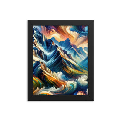 Abstrakte Kunst der Alpen mit lebendigen Farben und wirbelnden Mustern, majestätischen Gipfel und Täler - Enhanced Matte Paper Framed berge xxx yyy zzz 20.3 x 25.4 cm