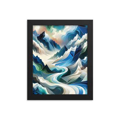 Abstrakte Kunst der Alpen, die geometrische Formen verbindet, um Berggipfel, Täler und Flüsse im Schnee darzustellen. . - Enhanced Matte berge xxx yyy zzz 20.3 x 25.4 cm
