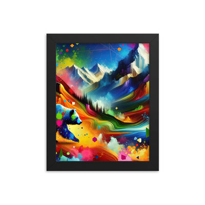 Neonfarbener Alpen Bär in abstrakten geometrischen Formen - Premium Poster mit Rahmen camping xxx yyy zzz 20.3 x 25.4 cm