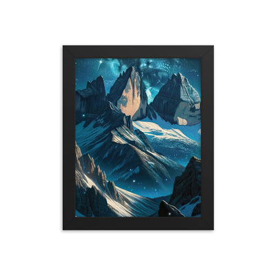 Fuchs in Alpennacht: Digitale Kunst der eisigen Berge im Mondlicht - Premium Poster mit Rahmen camping xxx yyy zzz 20.3 x 25.4 cm