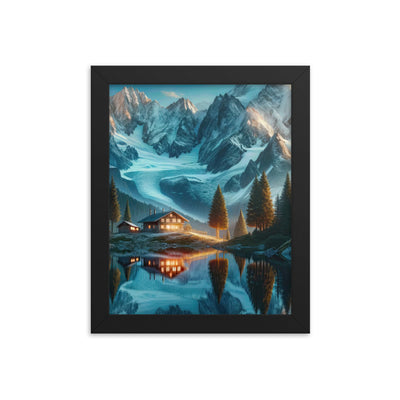 Stille Alpenmajestätik: Digitale Kunst mit Schnee und Bergsee-Spiegelung - Premium Poster mit Rahmen berge xxx yyy zzz 20.3 x 25.4 cm