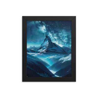 Winterabend in den Bergen: Digitale Kunst mit Sternenhimmel - Premium Poster mit Rahmen berge xxx yyy zzz 20.3 x 25.4 cm
