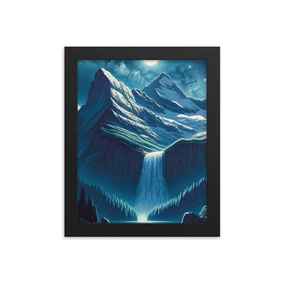 Legendäre Alpennacht, Mondlicht-Berge unter Sternenhimmel - Premium Poster mit Rahmen berge xxx yyy zzz 20.3 x 25.4 cm