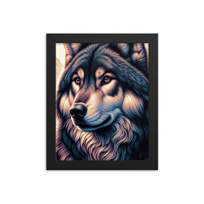 Majestätischer, glänzender Wolf in leuchtender Illustration (AN) - Premium Poster mit Rahmen xxx yyy zzz 20.3 x 25.4 cm