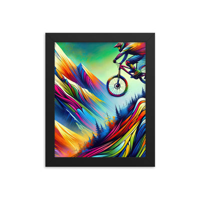 Mountainbiker in farbenfroher Alpenkulisse mit abstraktem Touch (M) - Premium Poster mit Rahmen xxx yyy zzz 20.3 x 25.4 cm