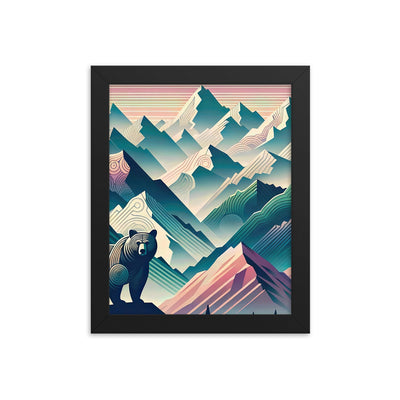 Bär im Panoramablick der Alpen, moderne Kunst-Gebirgsschichten - Premium Poster mit Rahmen camping xxx yyy zzz 20.3 x 25.4 cm