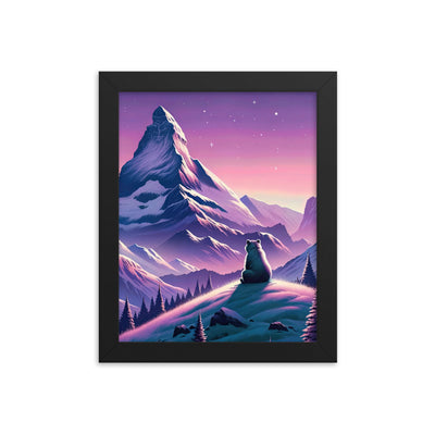Bezaubernder Alpenabend mit Bär, lavendel-rosafarbener Himmel (AN) - Premium Poster mit Rahmen xxx yyy zzz 20.3 x 25.4 cm