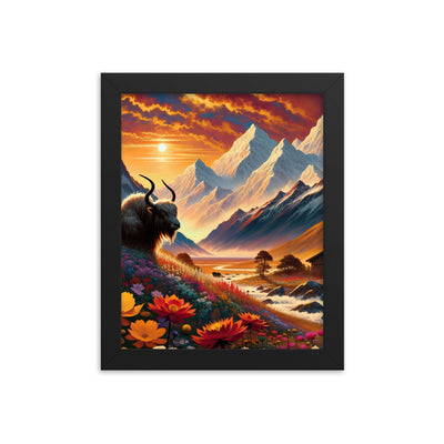 Magischer Alpenabend mit Hochlandkuh und goldener Sonnenkulisse - Premium Poster mit Rahmen berge xxx yyy zzz 20.3 x 25.4 cm