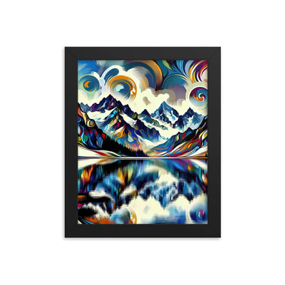 Alpensee im Zentrum eines abstrakt-expressionistischen Alpen-Kunstwerks - Premium Poster mit Rahmen berge xxx yyy zzz 20.3 x 25.4 cm