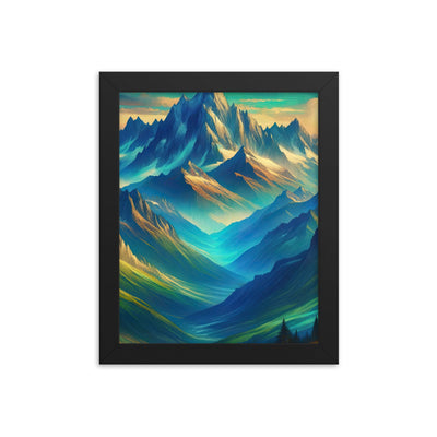 Atemberaubende alpine Komposition mit majestätischen Gipfeln und Tälern - Premium Poster mit Rahmen berge xxx yyy zzz 20.3 x 25.4 cm