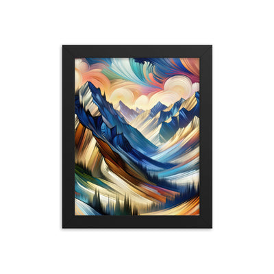 Alpen in abstrakter Expressionismus-Manier, wilde Pinselstriche - Premium Poster mit Rahmen berge xxx yyy zzz 20.3 x 25.4 cm