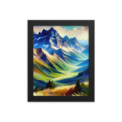 Impressionistische Alpen, lebendige Farbtupfer und Lichteffekte - Premium Poster mit Rahmen berge xxx yyy zzz 20.3 x 25.4 cm