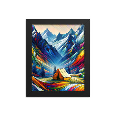 Surreale Alpen in abstrakten Farben, dynamische Formen der Landschaft - Premium Poster mit Rahmen camping xxx yyy zzz 20.3 x 25.4 cm