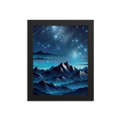 Alpen unter Sternenhimmel mit glitzernden Sternen und Meteoren - Premium Poster mit Rahmen berge xxx yyy zzz 20.3 x 25.4 cm