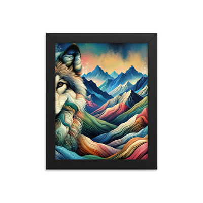 Traumhaftes Alpenpanorama mit Wolf in wechselnden Farben und Mustern (AN) - Premium Poster mit Rahmen xxx yyy zzz 20.3 x 25.4 cm