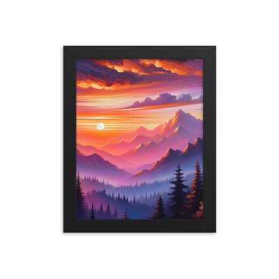 Ölgemälde der Alpenlandschaft im ätherischen Sonnenuntergang, himmlische Farbtöne - Premium Poster mit Rahmen berge xxx yyy zzz 20.3 x 25.4 cm