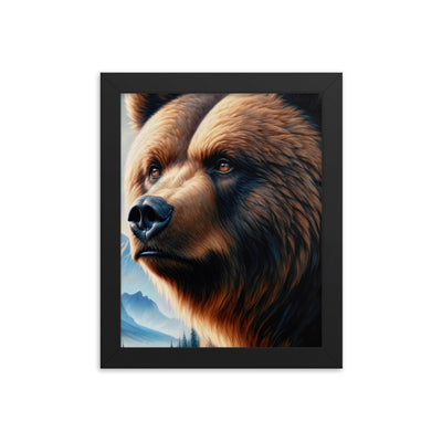 Ölgemälde, das das Gesicht eines starken realistischen Bären einfängt. Porträt - Premium Poster mit Rahmen camping xxx yyy zzz 20.3 x 25.4 cm