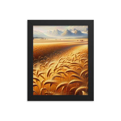 Ölgemälde eines bayerischen Weizenfeldes, endlose goldene Halme (TR) - Premium Poster mit Rahmen xxx yyy zzz 20.3 x 25.4 cm