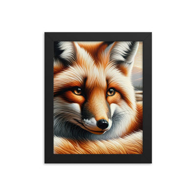 Ölgemälde eines nachdenklichen Fuchses mit weisem Blick - Premium Poster mit Rahmen camping xxx yyy zzz 20.3 x 25.4 cm