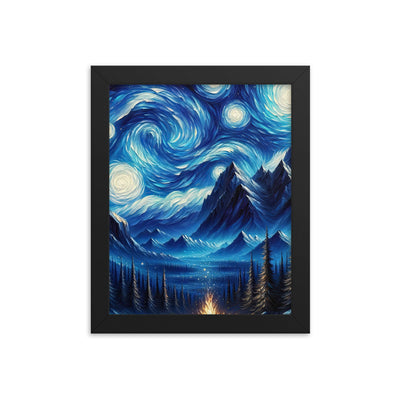 Sternennacht-Stil Ölgemälde der Alpen, himmlische Wirbelmuster - Premium Poster mit Rahmen berge xxx yyy zzz 20.3 x 25.4 cm
