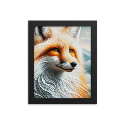 Ölgemälde eines anmutigen, intelligent blickenden Fuchses in Orange-Weiß - Premium Poster mit Rahmen camping xxx yyy zzz 20.3 x 25.4 cm