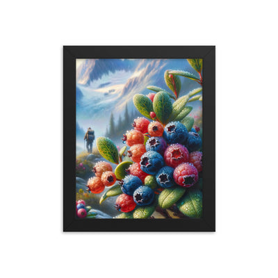 Ölgemälde einer Nahaufnahme von Alpenbeeren in satten Farben und zarten Texturen - Premium Poster mit Rahmen wandern xxx yyy zzz 20.3 x 25.4 cm