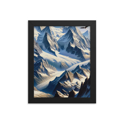Ölgemälde der Alpen mit hervorgehobenen zerklüfteten Geländen im Licht und Schatten - Premium Poster mit Rahmen berge xxx yyy zzz 20.3 x 25.4 cm