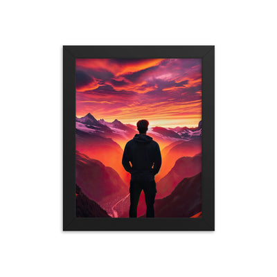 Foto der Schweizer Alpen im Sonnenuntergang, Himmel in surreal glänzenden Farbtönen - Premium Poster mit Rahmen wandern xxx yyy zzz 20.3 x 25.4 cm