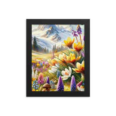 Aquarell einer ruhigen Almwiese, farbenfrohe Bergblumen in den Alpen - Premium Poster mit Rahmen berge xxx yyy zzz 20.3 x 25.4 cm