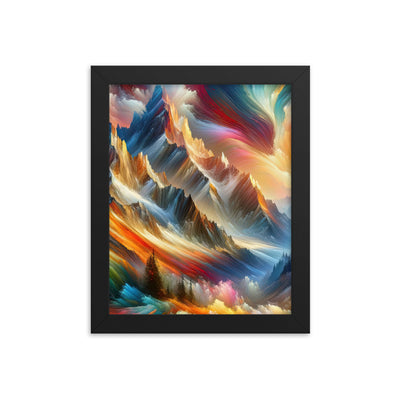 Lebendige abstrakte Alpendarstellung in populärem Kunststil - Premium Poster mit Rahmen berge xxx yyy zzz 20.3 x 25.4 cm