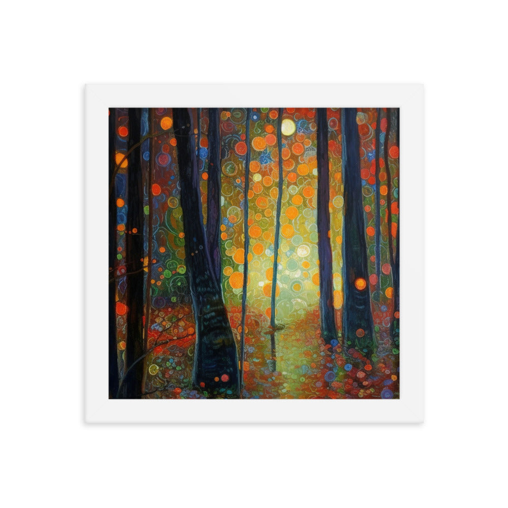 Wald voller Bäume - Herbstliche Stimmung - Malerei - Premium Poster mit Rahmen camping xxx 25.4 x 25.4 cm